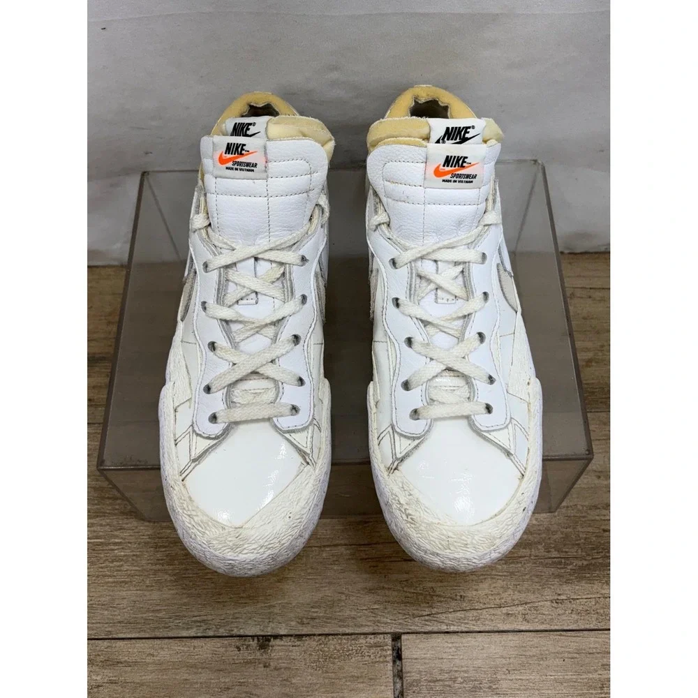 Nike Blazer Low Sacai White Medium Grey Classic Casual‎ Sneakers